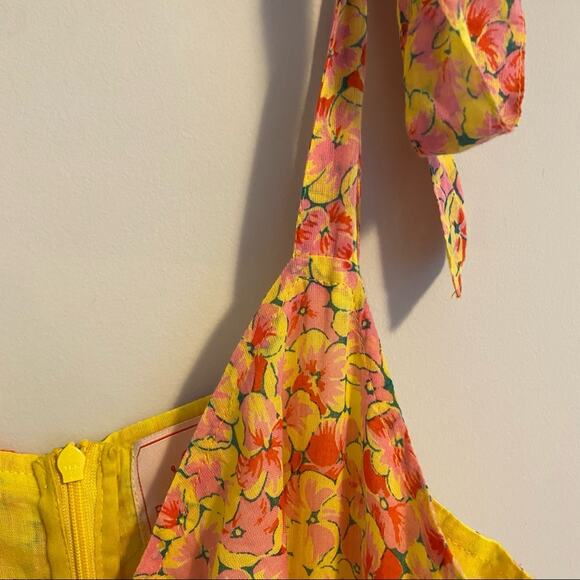 Banjanan Yellow Pink Floral Cutout Cotton Maxi Dress Small - Picture 15 of 16